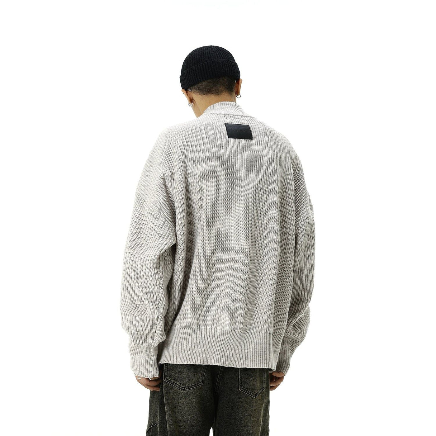 High Collar Cozy Fit Knitted Jacket