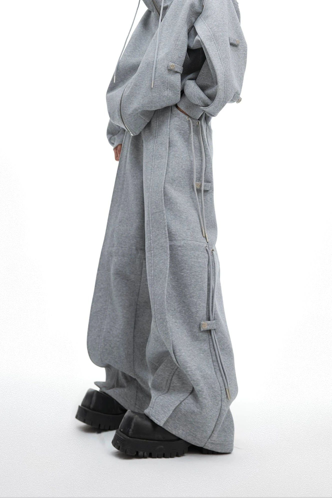 Structured Side Pull Strings Hoodie & Loose Sweatpants Set