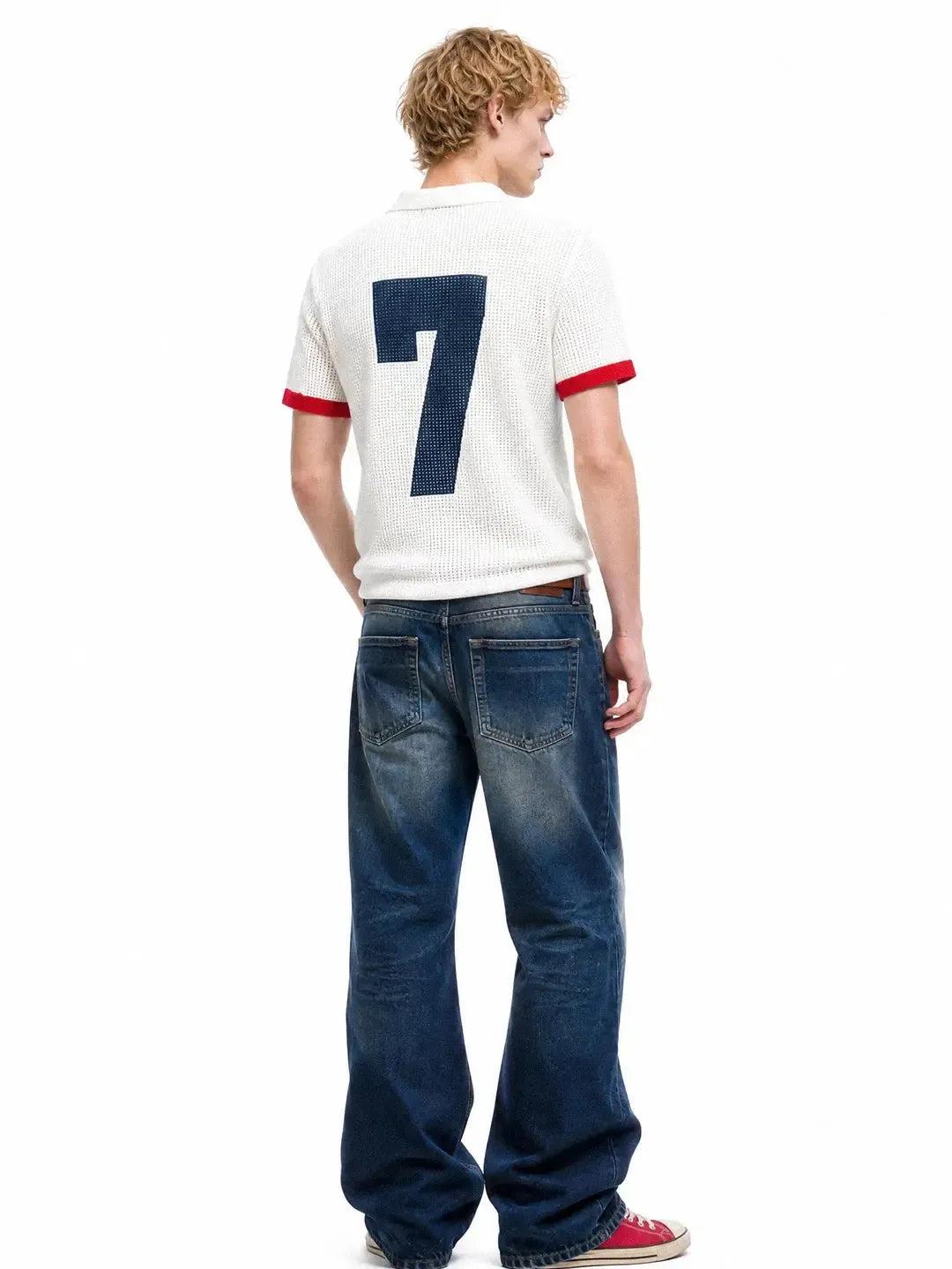 Contrast Hollow Mesh Soccer Polo