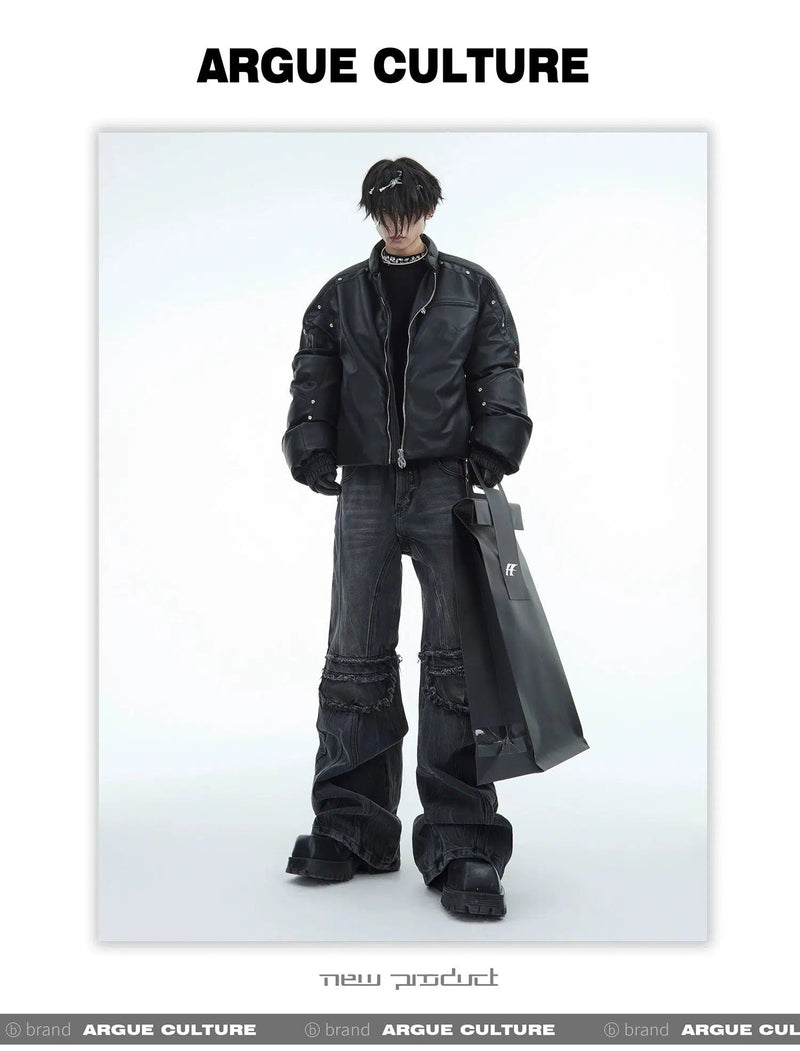Rippled Raw Edge Jeans