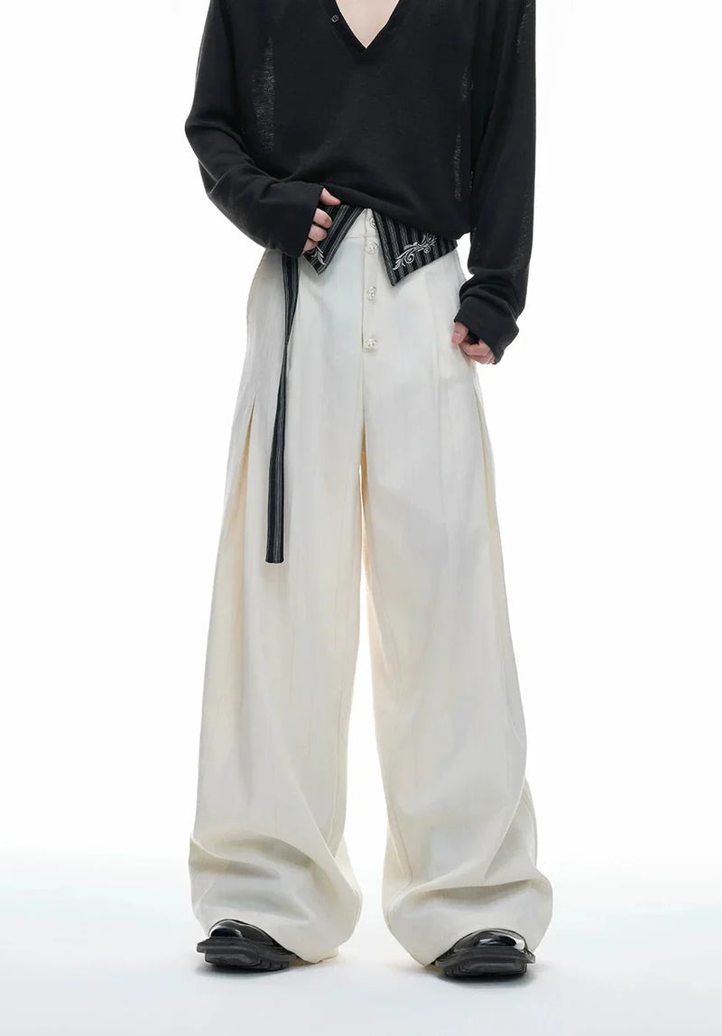Embroidered High-Waisted Wide Pants