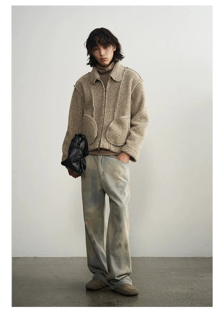 Casual Textured Fleece Jacket