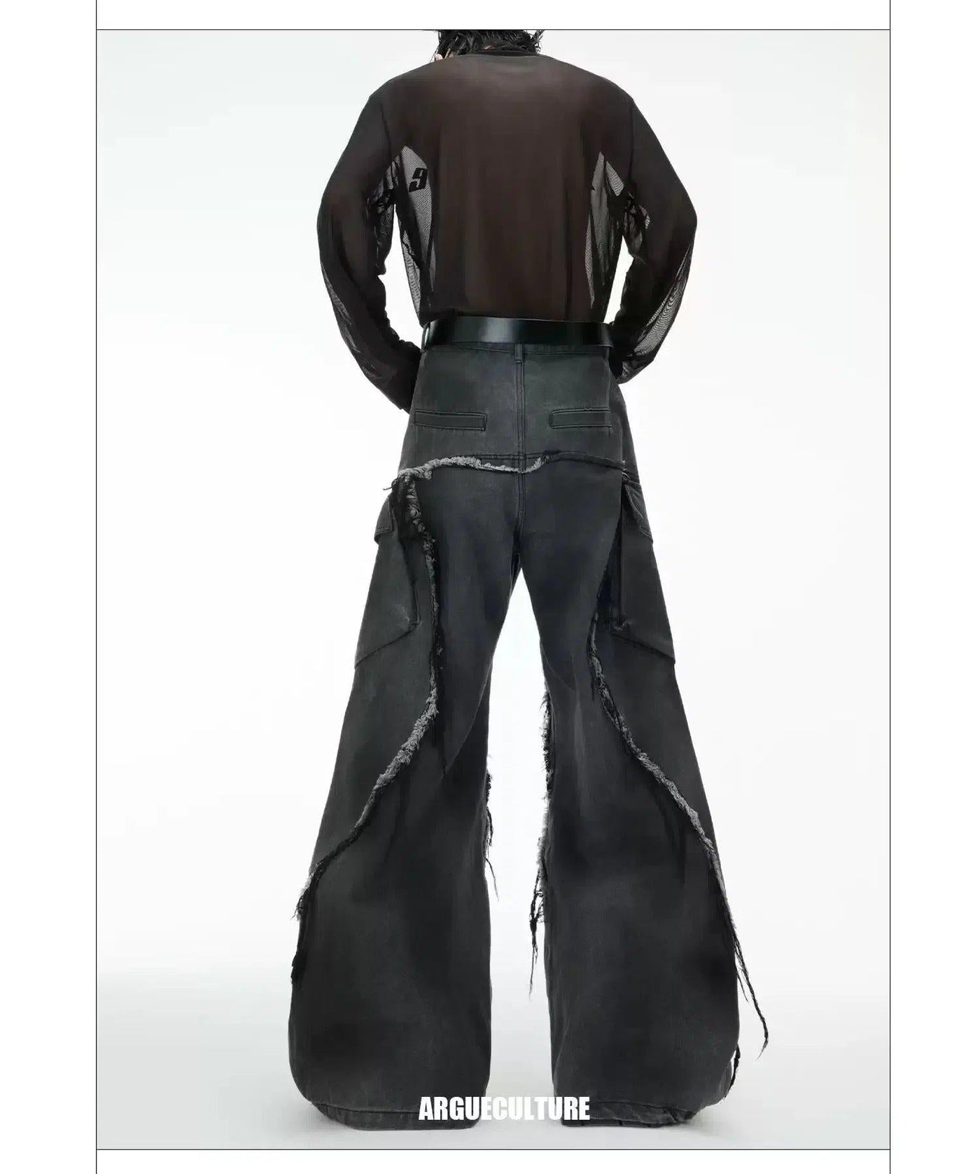 Frayed Line Wide Jeans