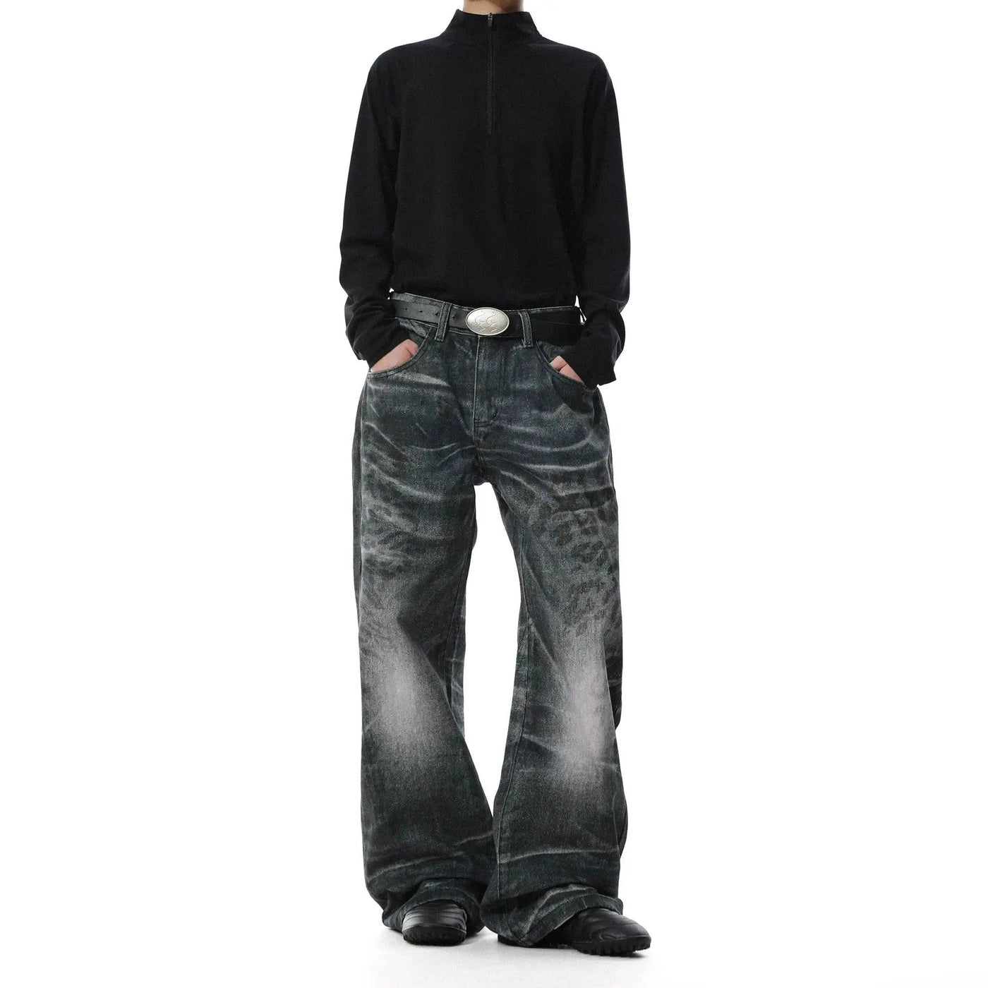 Washed Whisker Faded Jeans