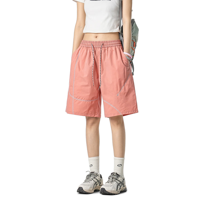 Drawstring Contrast Coverstitched Shorts