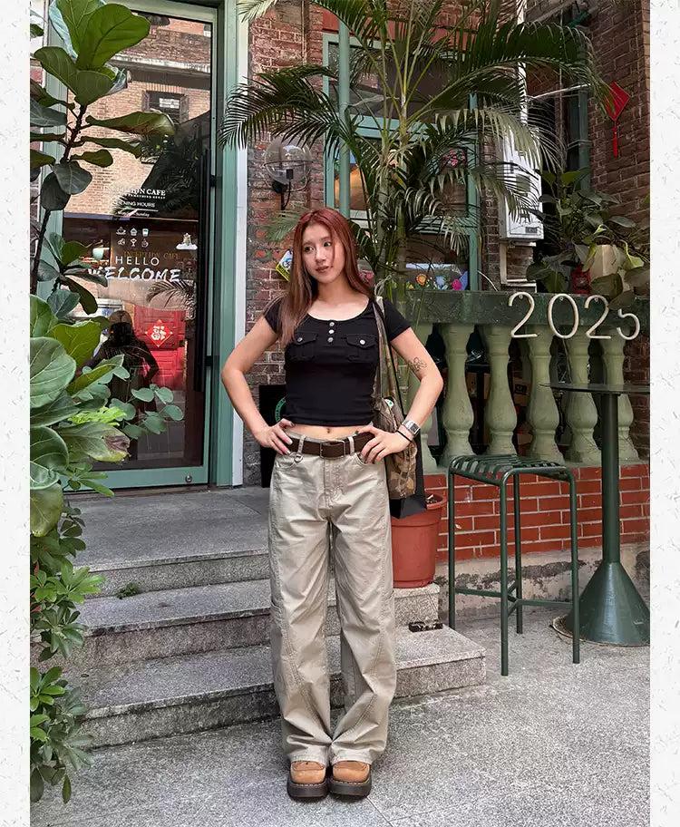 Breast Pockets Slim T-Shirt