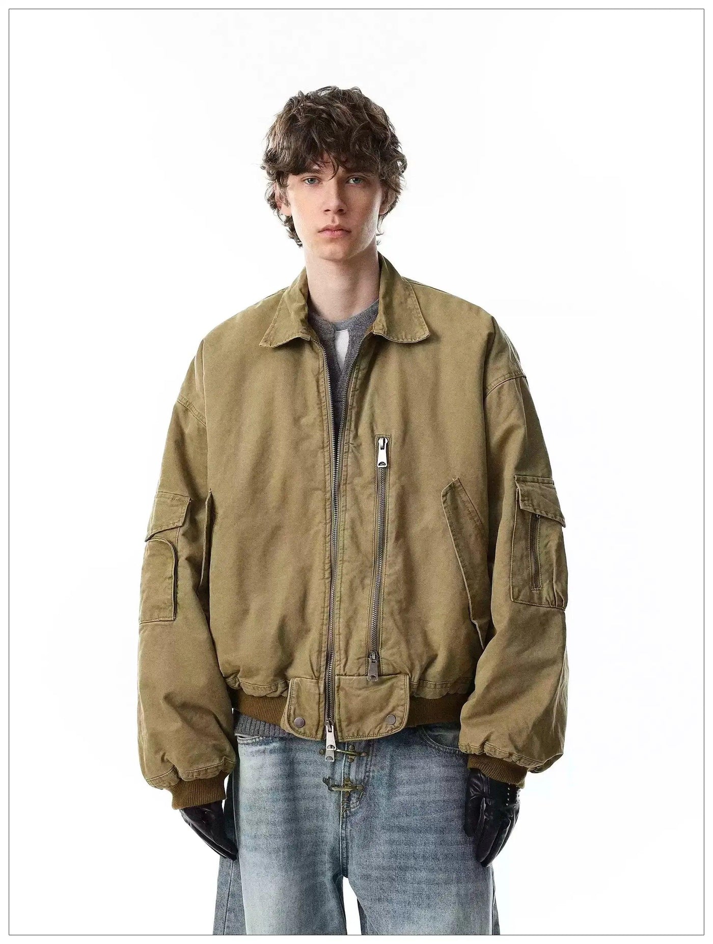 Multiple Zips and Pockets Denim Jacket