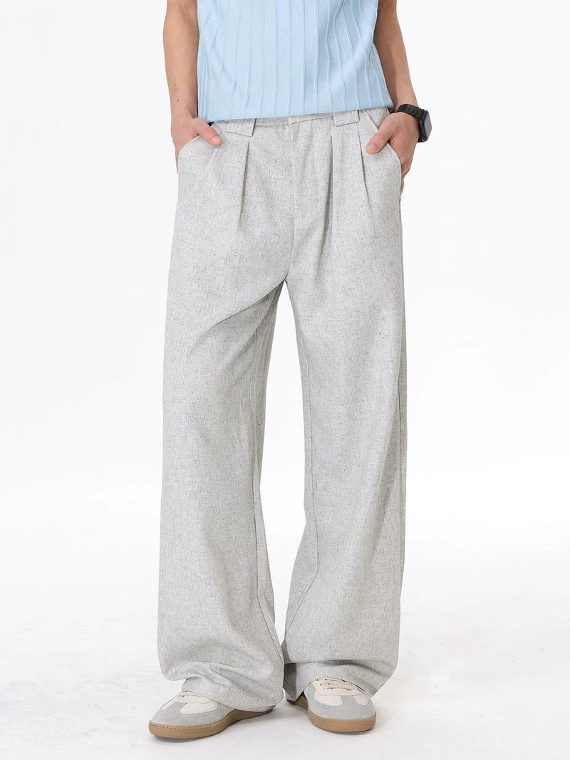 Textured Pleated Wide Leg Trousers