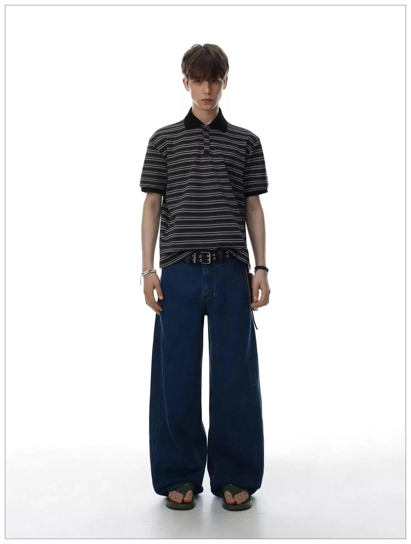 Striped Pattern Casual Polo