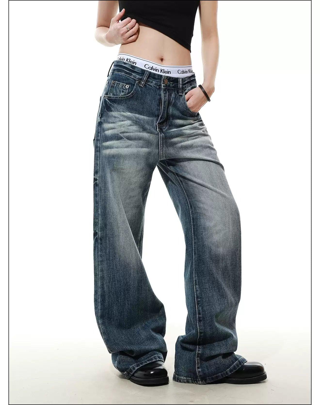 Whisker Faded Straight Jeans