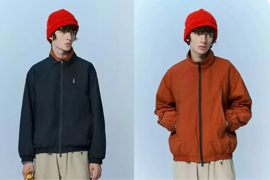 Stand Collar Pocket Detail Windbreaker Jacket