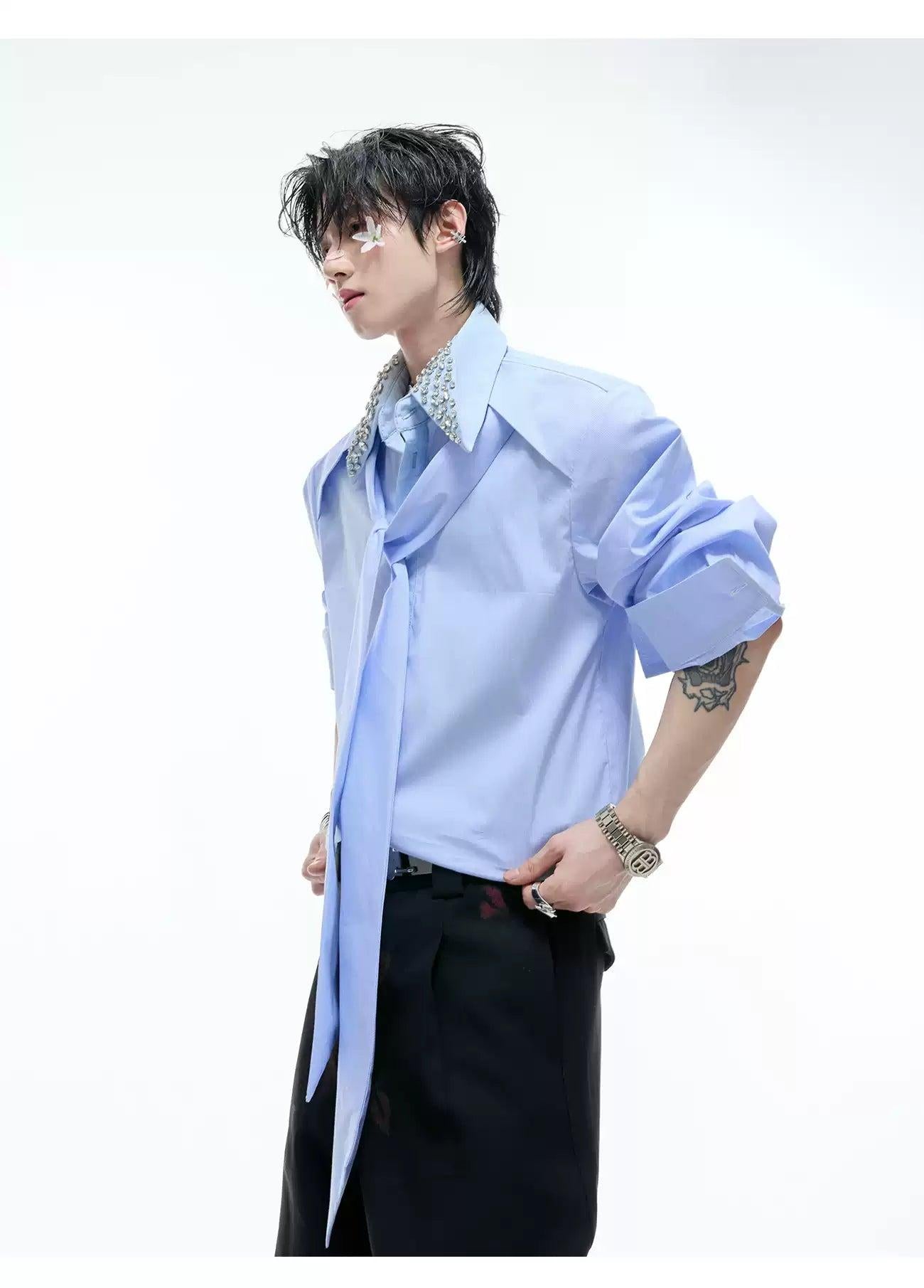 Rhinestone Embellished Strap Detail Shirt