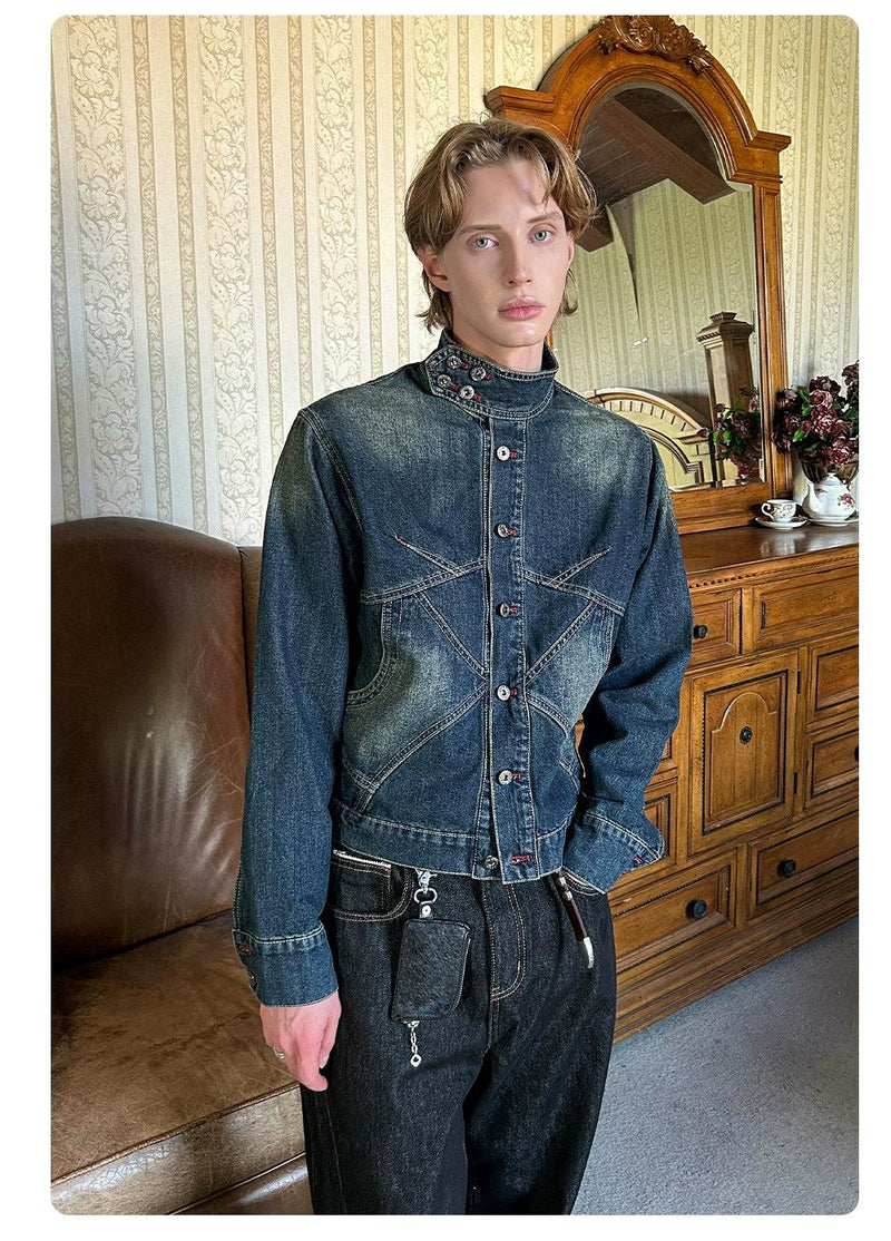 Structured Faded Denim Jacket
