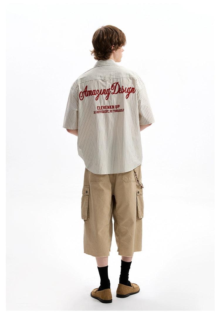 Embroidered Pocket Striped Shirt