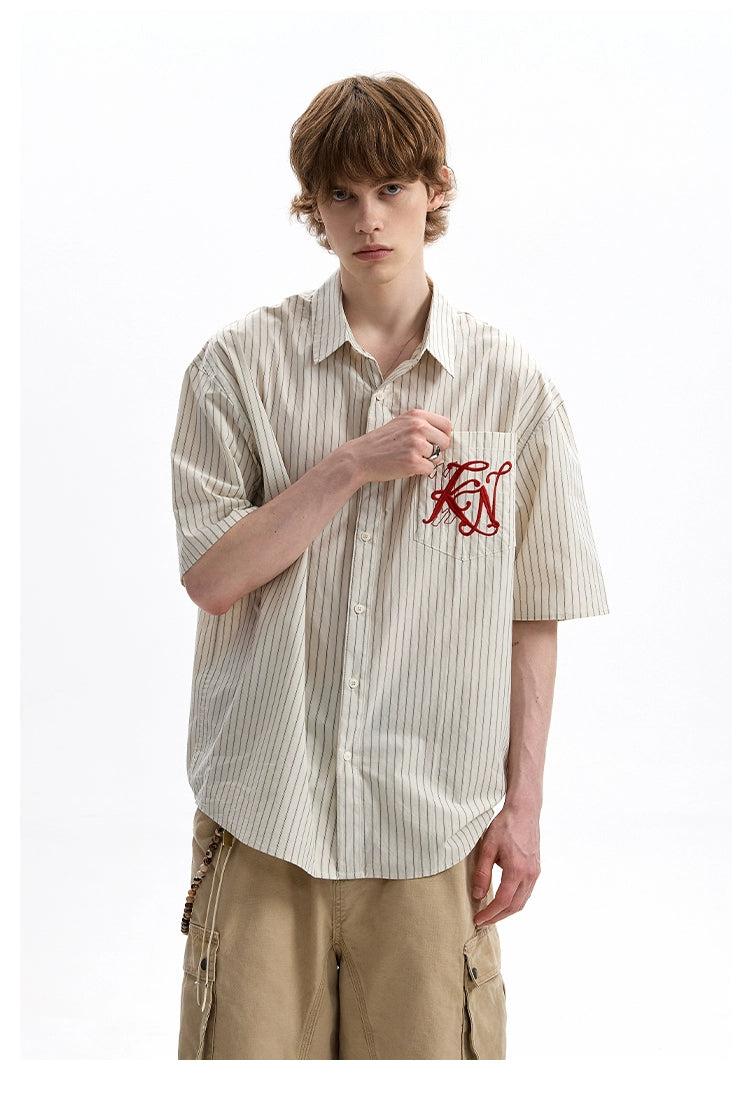 Embroidered Pocket Striped Shirt