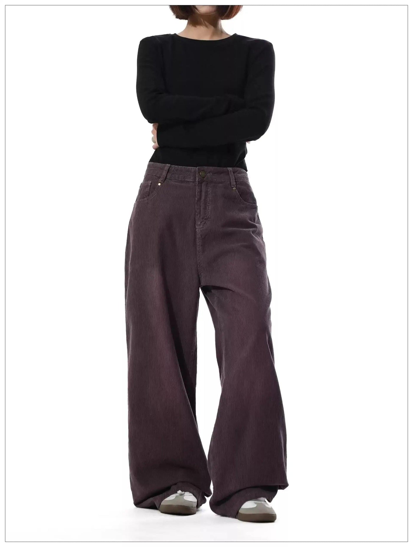 Retro Solid Color Corduroy Pants
