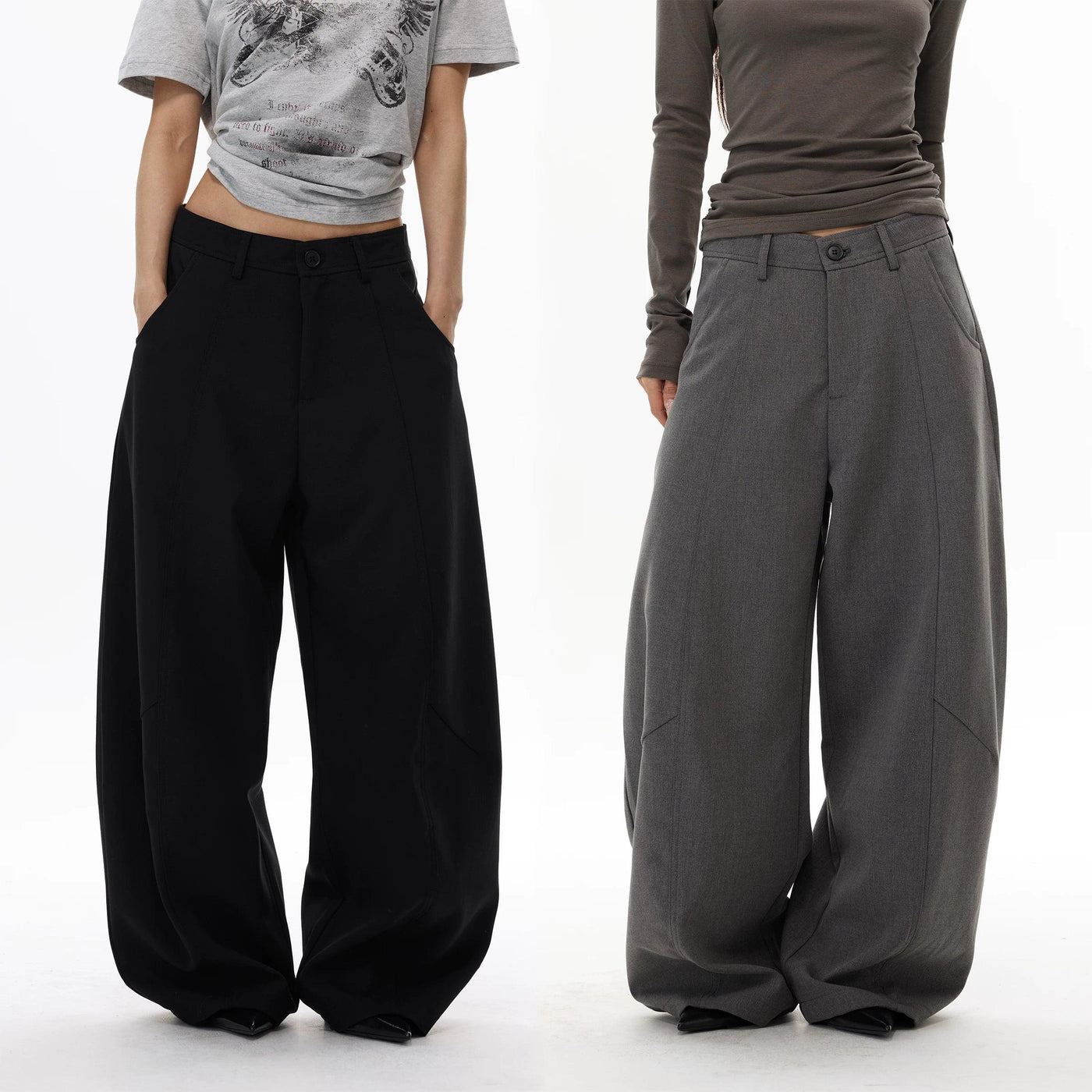 Slant Pocket Seam Details Trousers