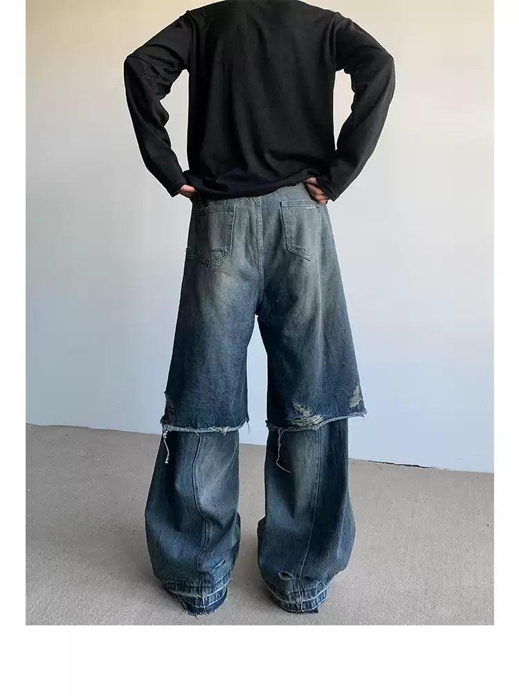 Half Spliced and Distressed Jeans