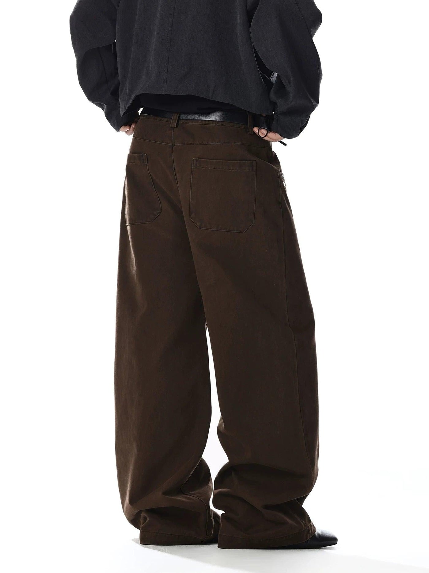 Washed Rivet Detail Wide Leg Jeans