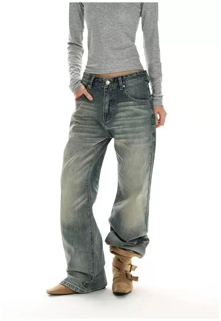 Whiskers Faded Straight Jeans