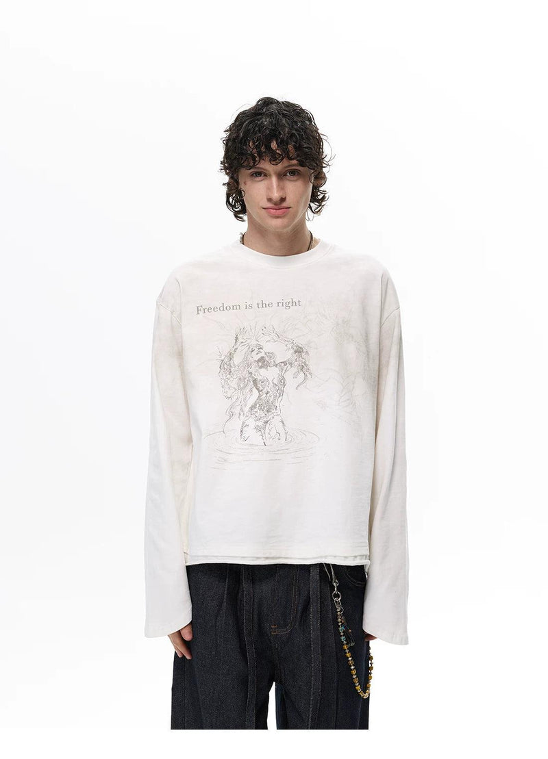 Sketch Graphic Print L/S T-Shirt