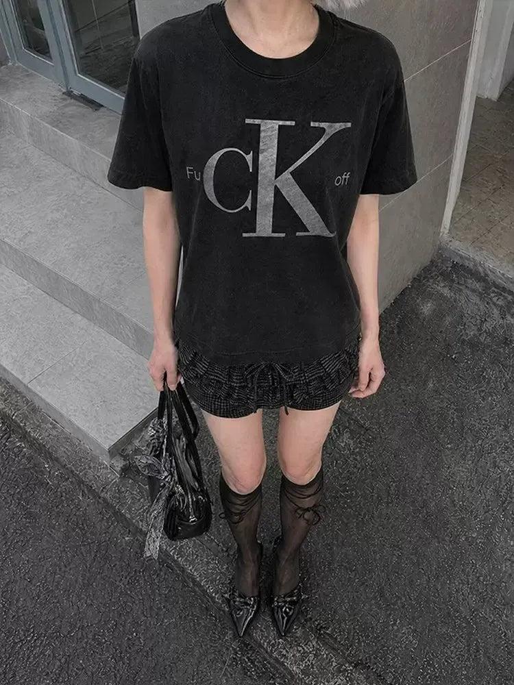 Washed Slogan Print T-Shirt