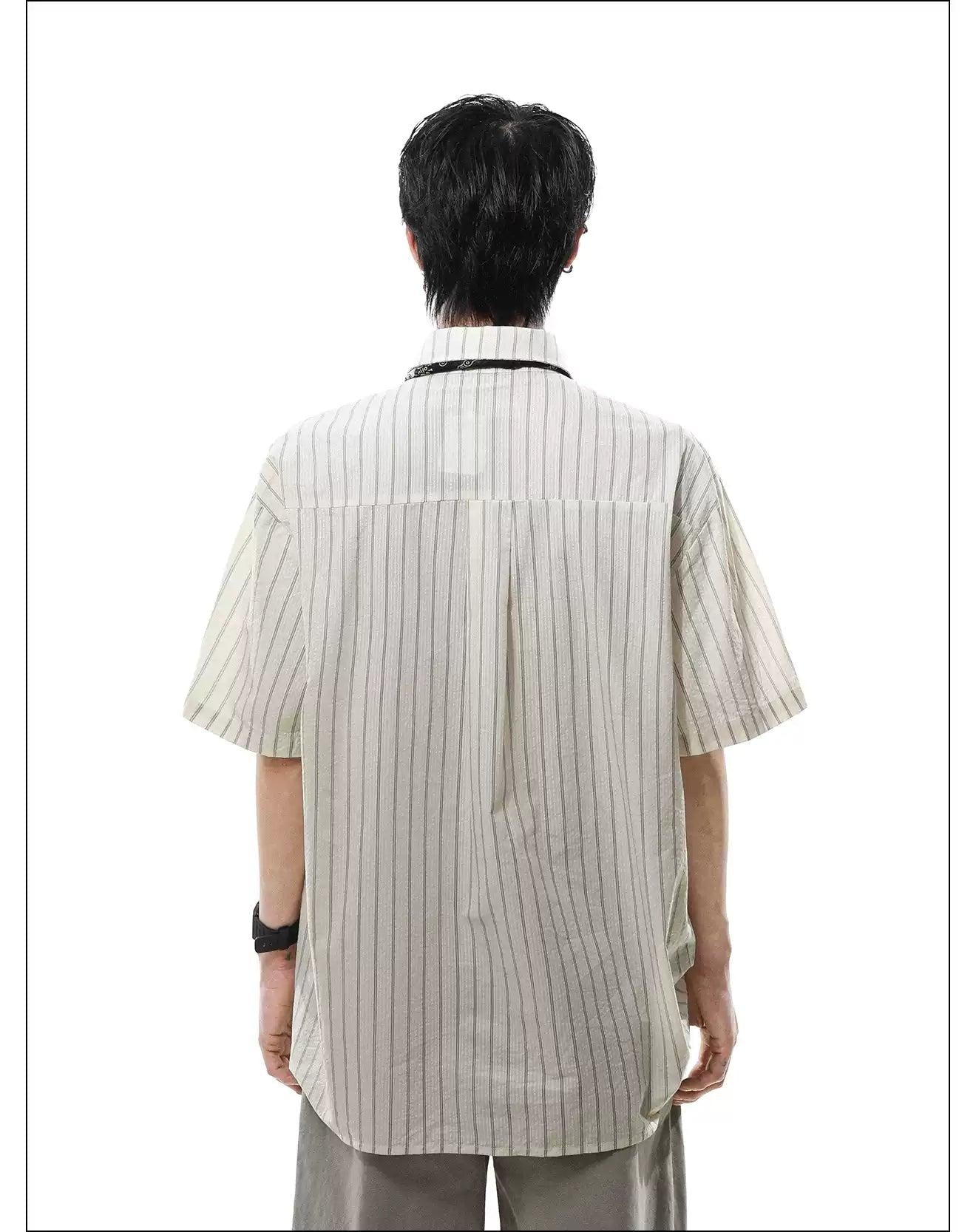 Vertical Striped Short Scarf Shirt