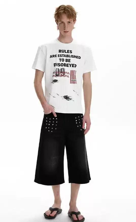 Stub Detailed Pockets Denim Shorts