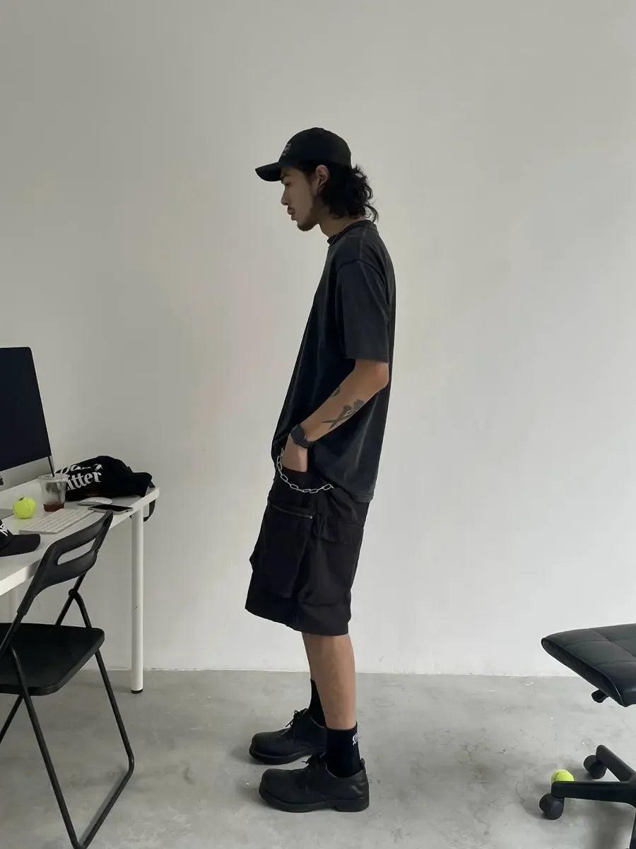 Vintage Washed Zip Pocket Cargo Shorts