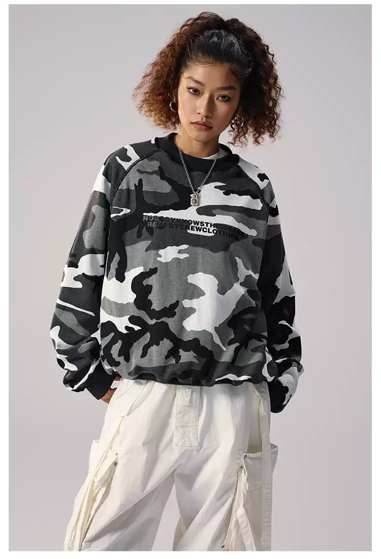 Casual Reversible Camo Crewneck