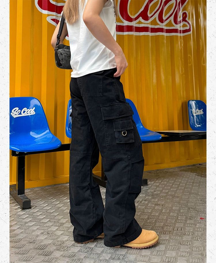 Side Pocket Washed Cargo Pants