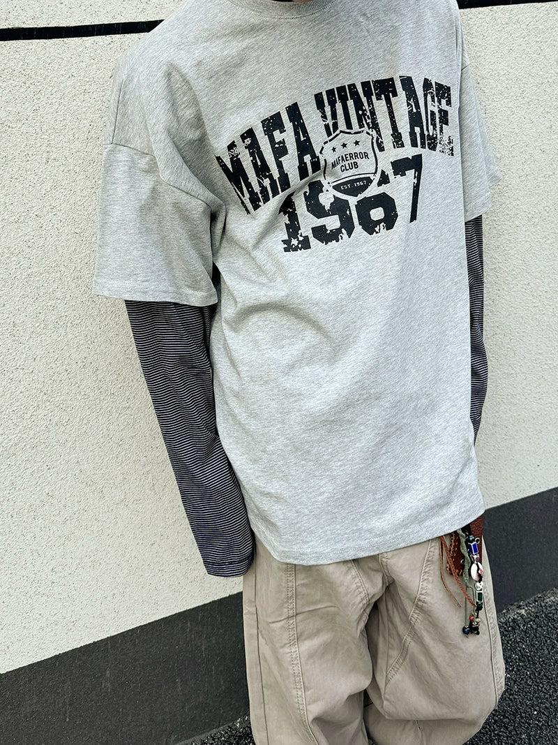 Spliced Printed L/S T-Shirt