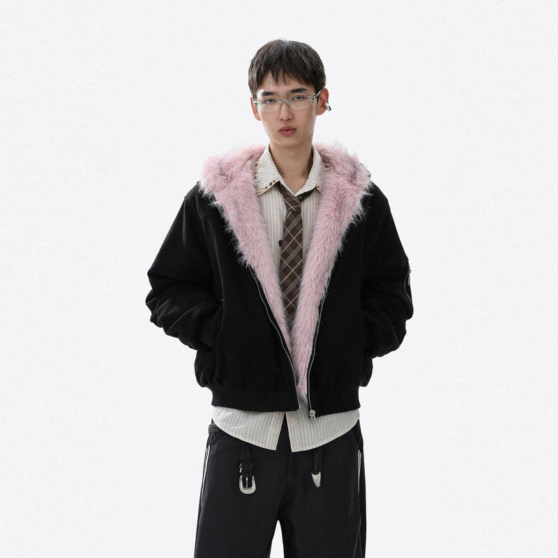 Fur-Trim Reversible Full-Zip Jacket