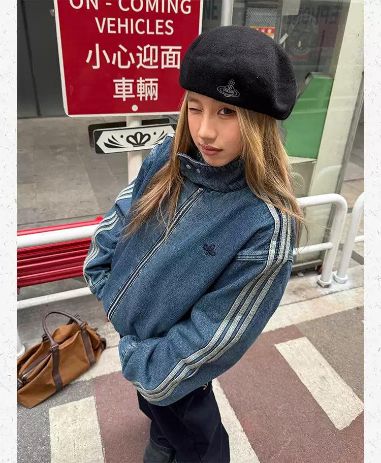 Washed Three-Stripes Denim Jacket