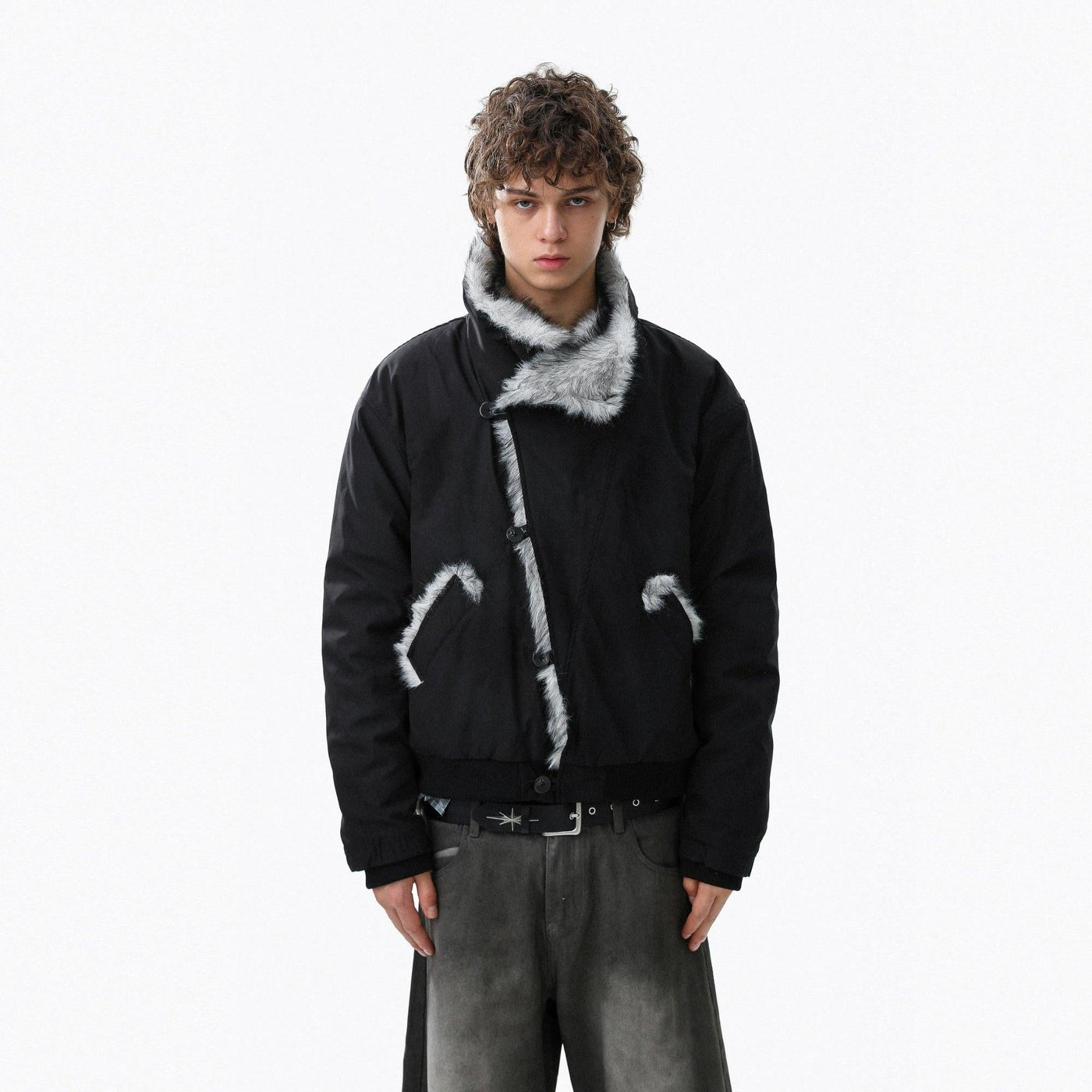 Heavy Faux Fur-Trimmed Jacket