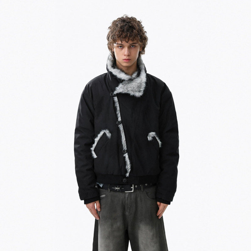 Heavy Faux Fur-Trimmed Jacket