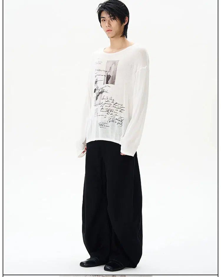 Faded Seam Detail Wide Jeans