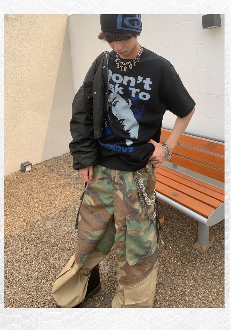 Spliced Half Camouflage Pants