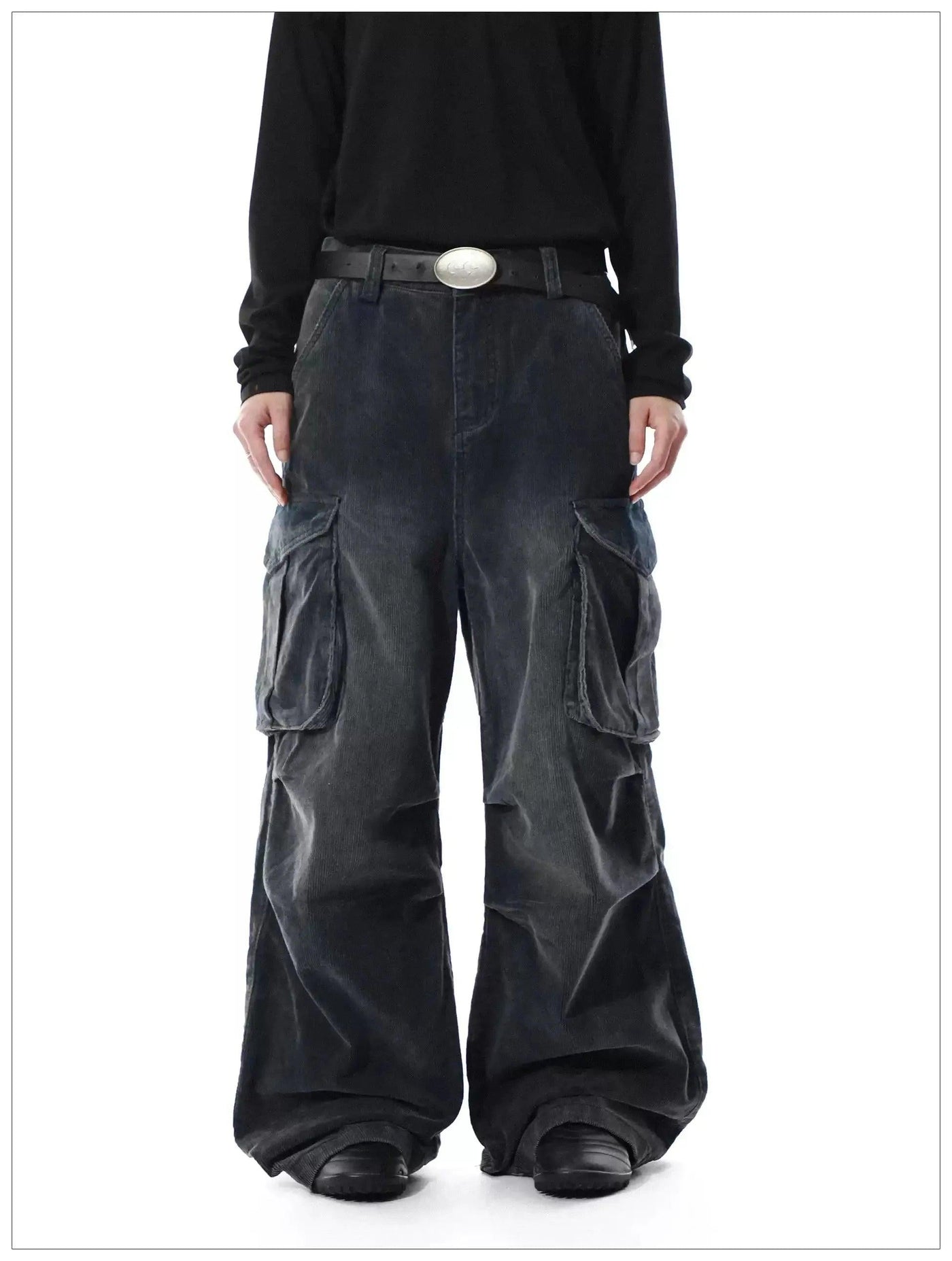 Washed Corduroy Cargo Jeans