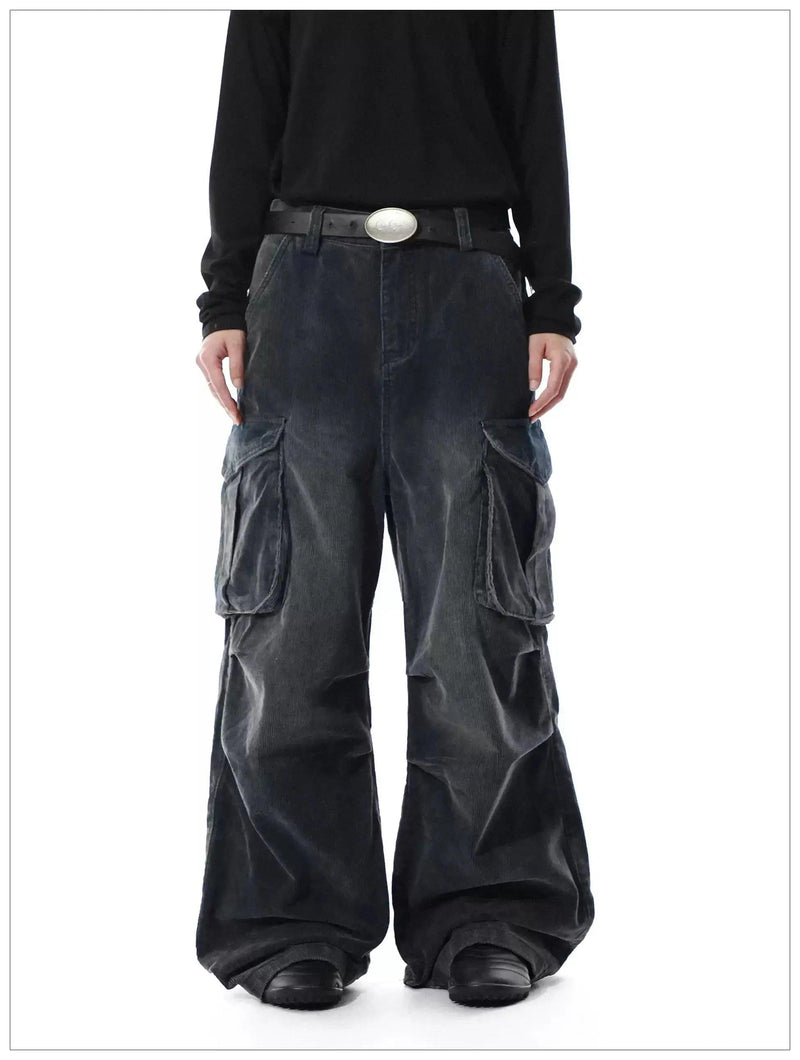 Washed Corduroy Cargo Jeans
