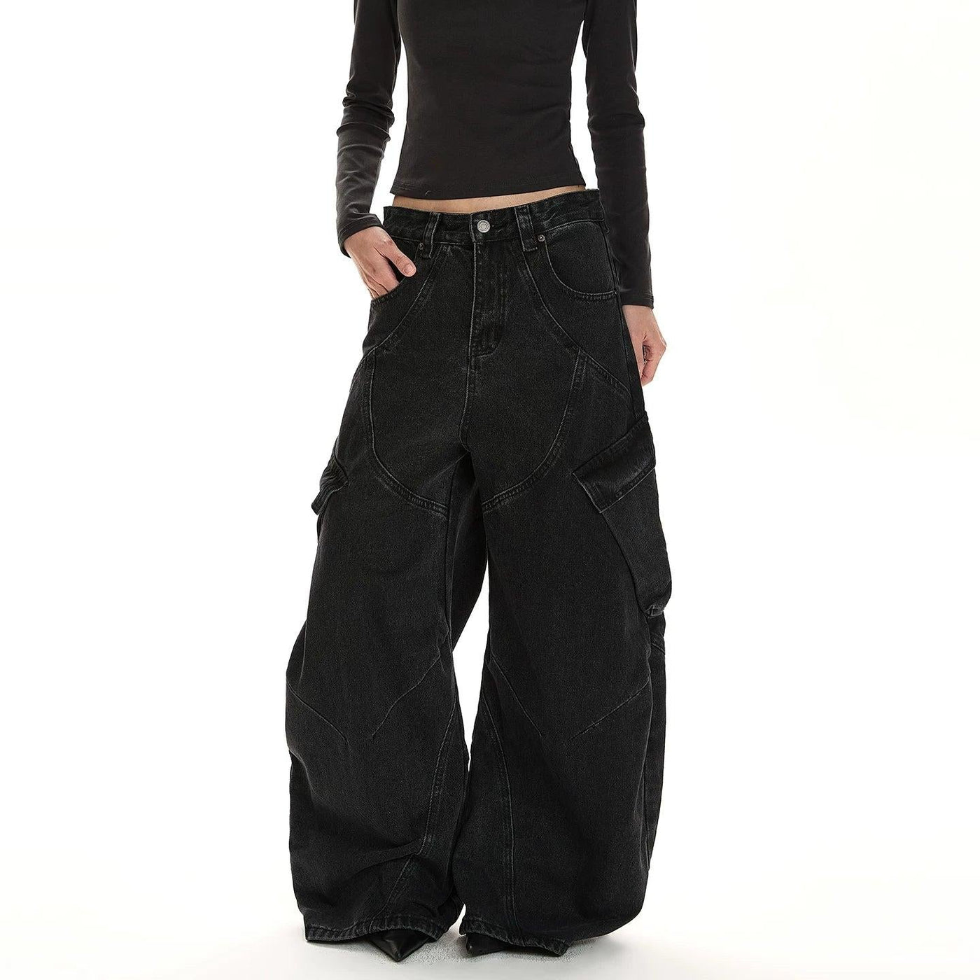 Tilt Side Pockets Grunge Jeans