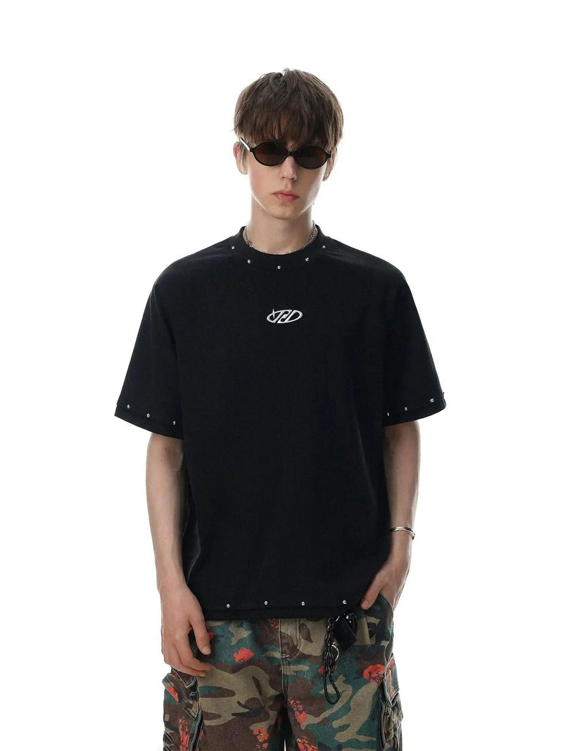 Distressed Rivet Layered T-Shirt