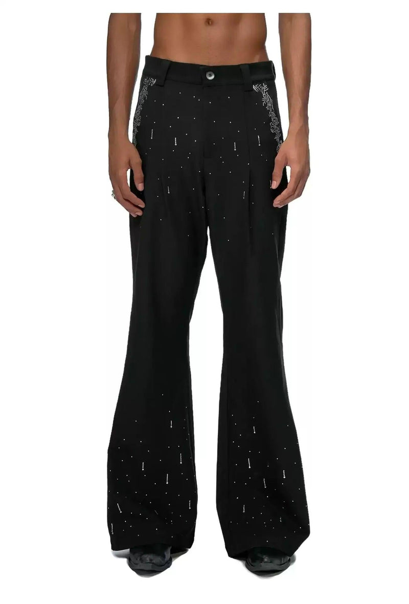 Rhinestone Detail Flared Pants