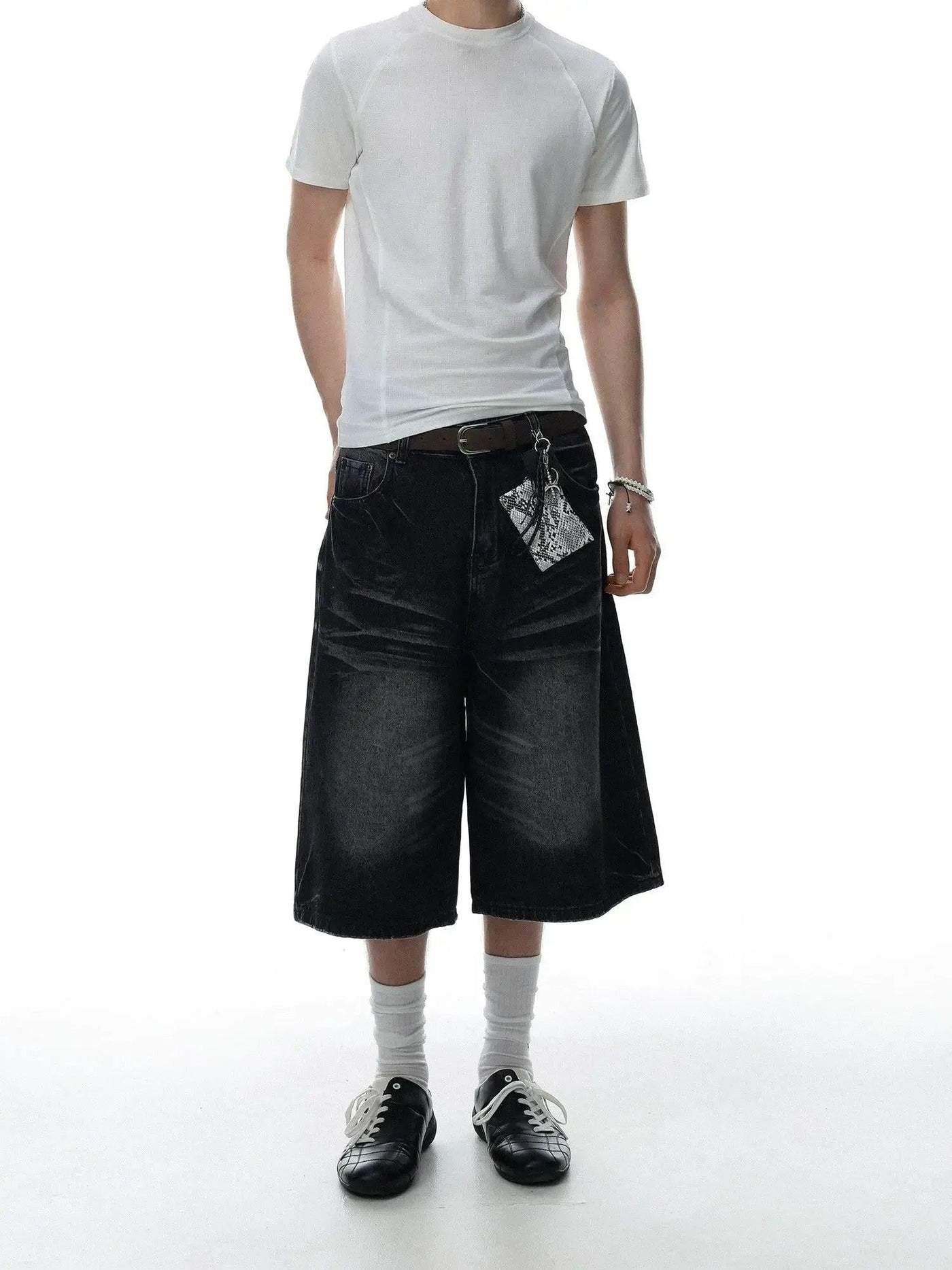 Washed Distressed Denim Shorts