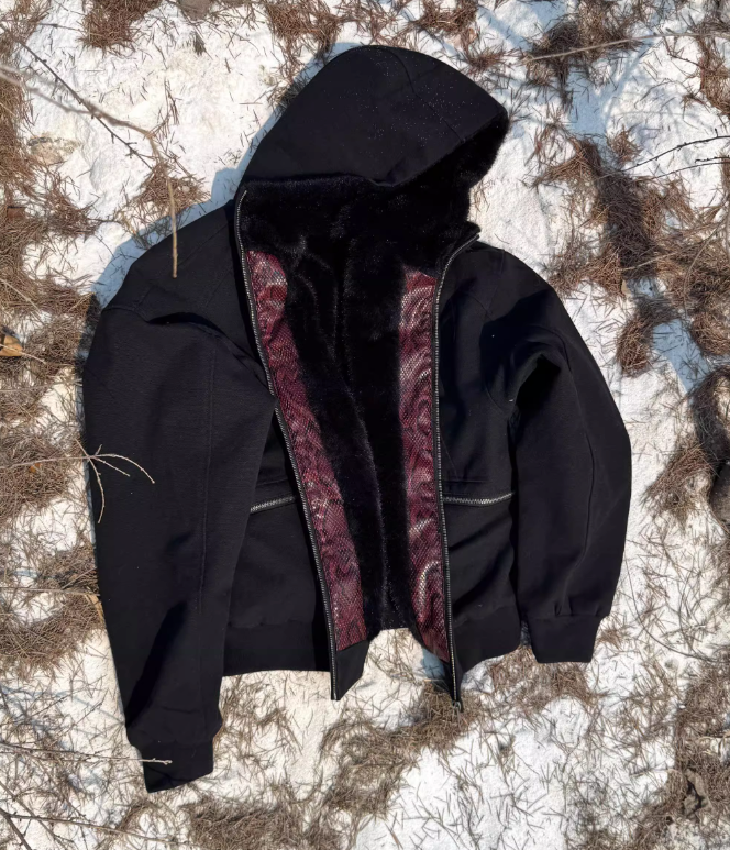 Python Patched Fleece Lined Hooded Jacket