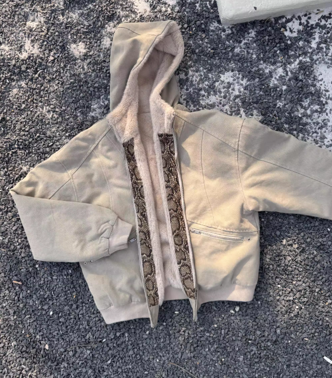 Python Patched Fleece Lined Hooded Jacket