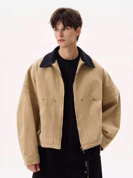 Distressed Big Pockets Boxy Jacket