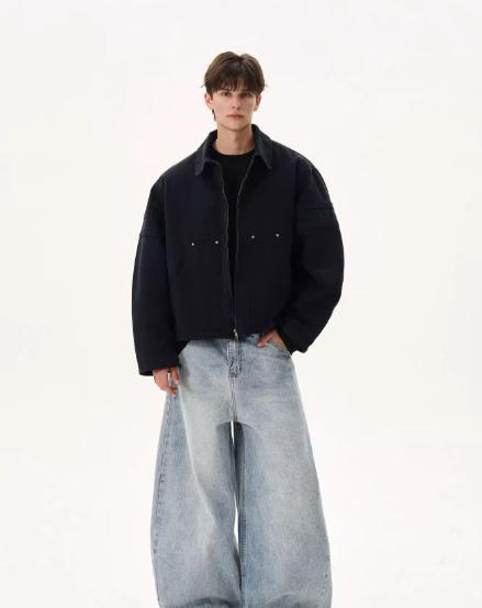 Distressed Big Pockets Boxy Jacket