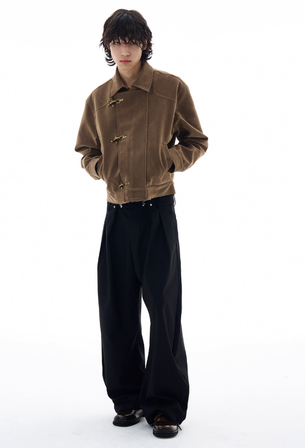 Micro Suede Fireman Clasp Jacket