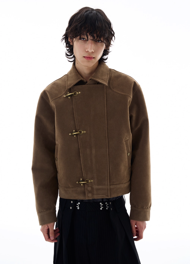 Micro Suede Fireman Clasp Jacket